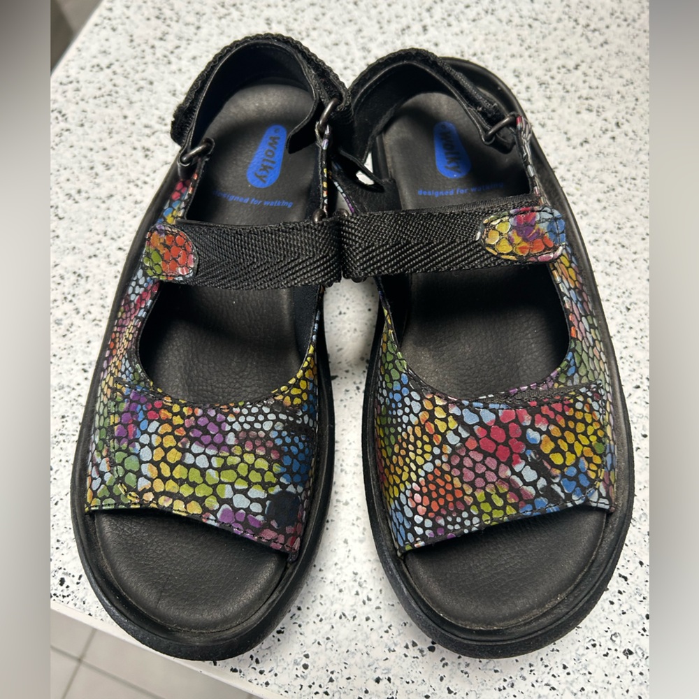 Wolky Black Multicolor Sandals/ size 36